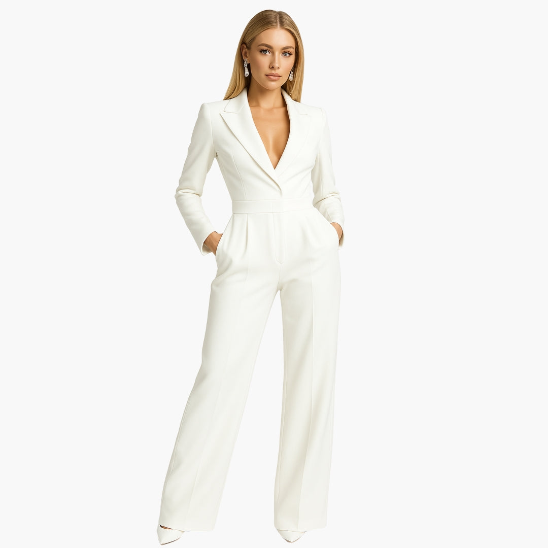 Women Jumpsuit | Wrap Front with Structured Waist and Wide Leg