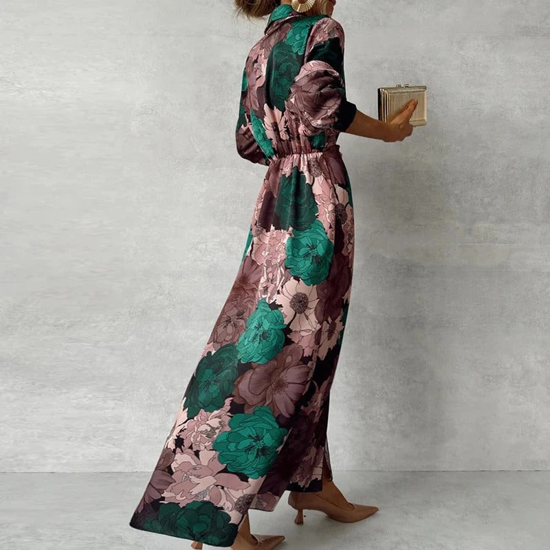 Women Dress | Maxi Length with Waist Belt and Collar