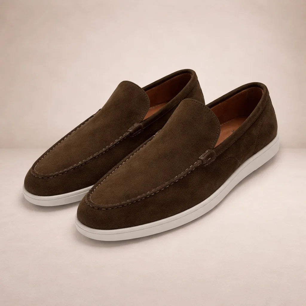 Leather Slip-On Loafers for Men Regular Fit Low Shaft