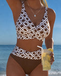 Check Print Wire Free Bikini Set with High Cut Briefs for Women | Beachwear
