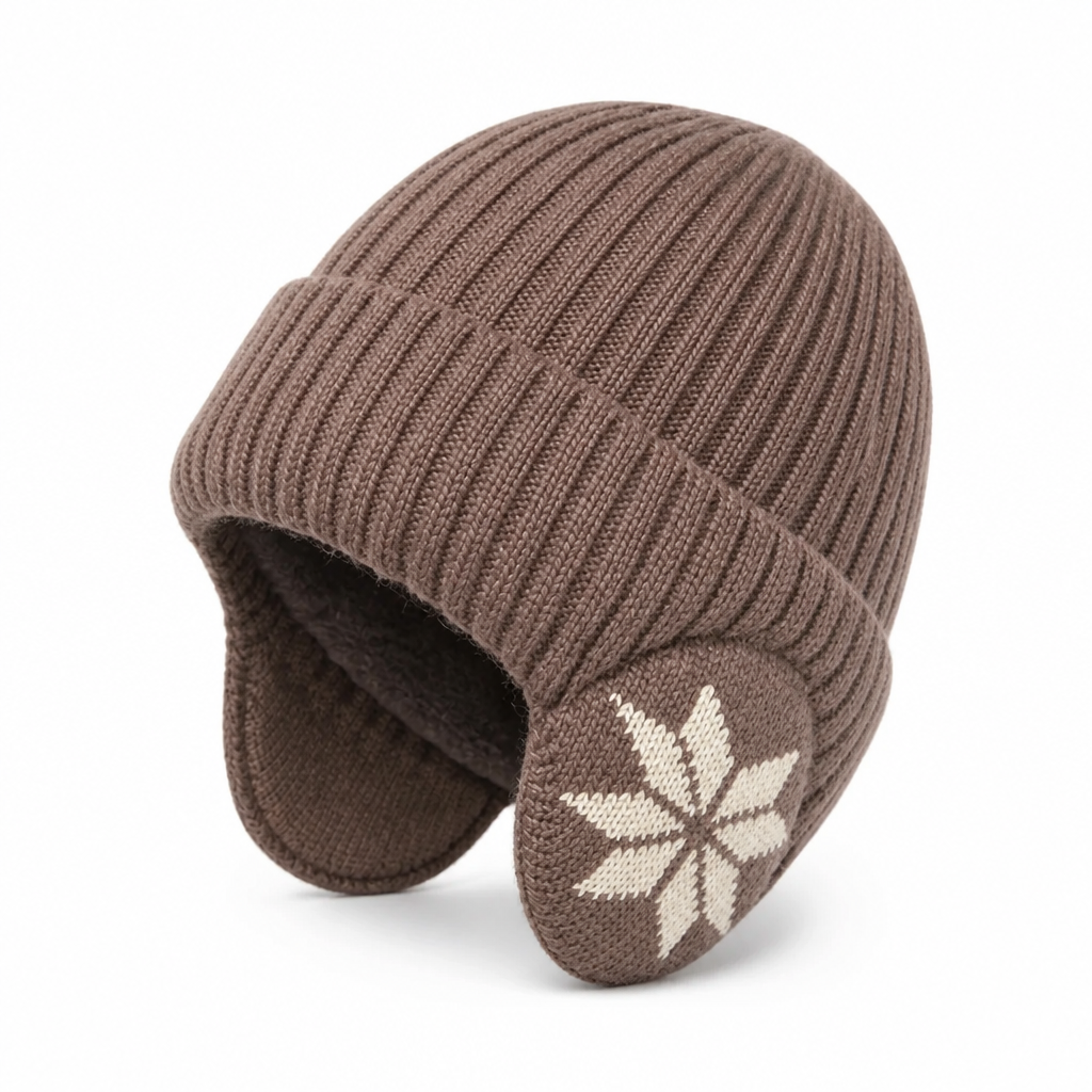 Fleece Lined Ribbed Knit Winter Beanie Hat with Ear Flaps for Men | Cold Weather