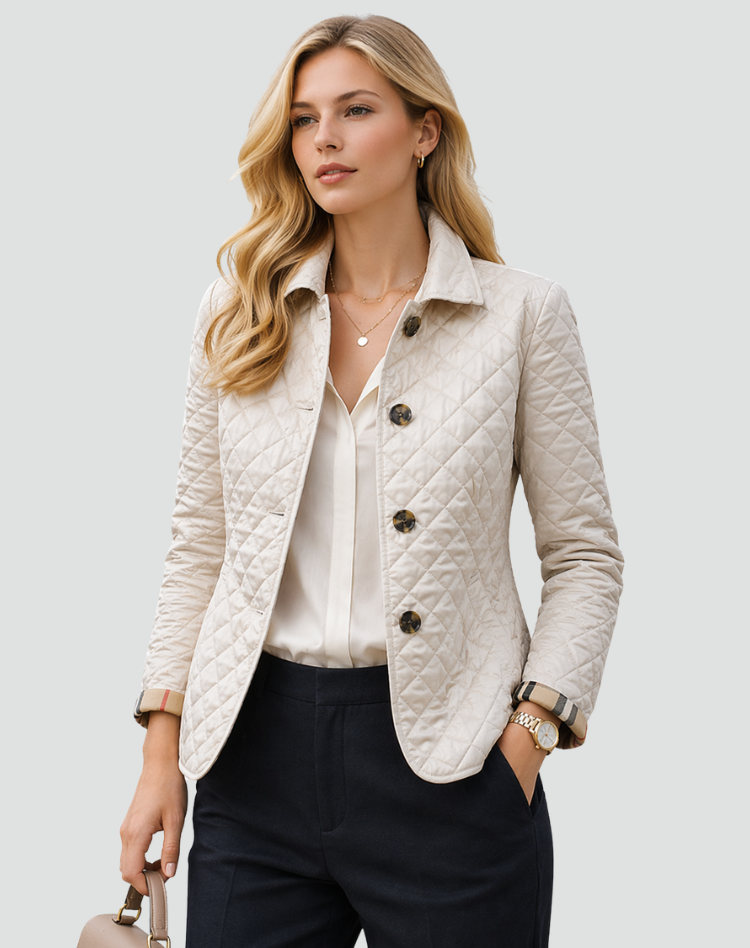 Quilted Stitch Button Front Lightweight Jacket for Women | Mid-Season Coat