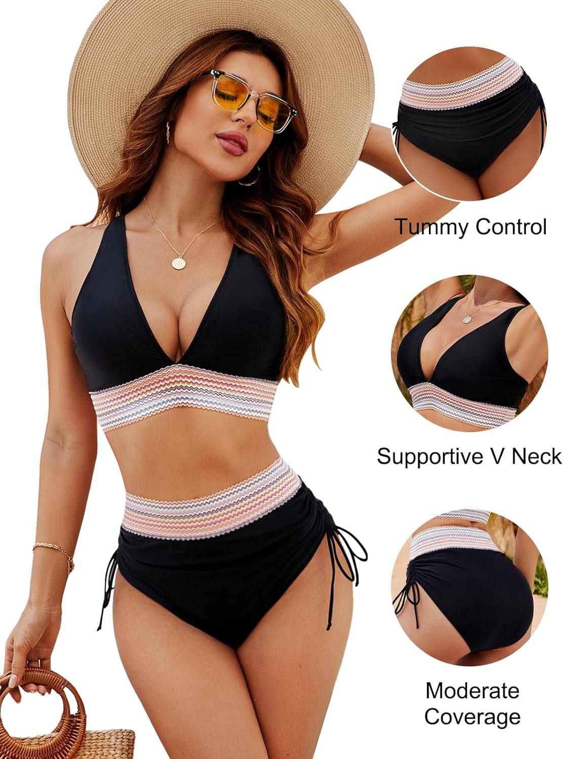 Women Bikini | Halter V Neck High Waist Side Tie