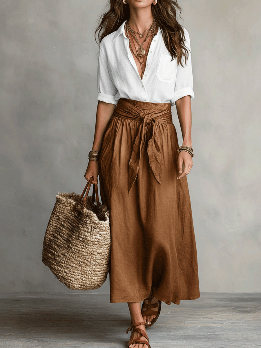 Flowy Two-Piece Skirt and Top Set for Women | Bohemian Summer Co-ord