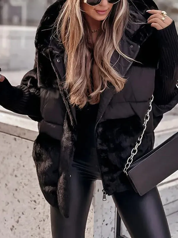 Plush Hooded Jacket for Women | Fleece Lined Winter Coat