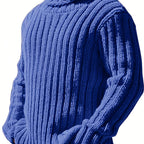 Textured Ribbed Knit High Neck Jumper for Men | Autumn and Winter Layer
