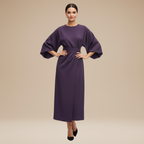 Wide Sleeve Wrap Midi Dress for Women | Belted V-Neckline