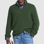 Cashmere Ribbed Quarter Zip Regular Fit Jumper with Raised Collar for Men