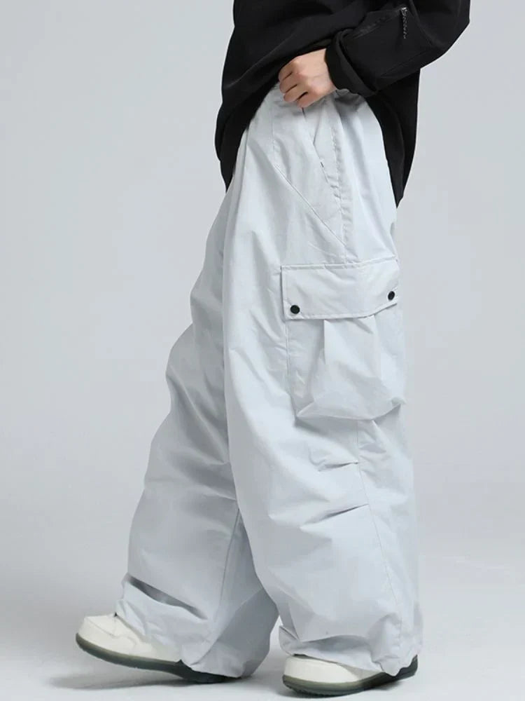 Baggy Wide Leg Cargo Snowboard Trousers for Men | Loose Fit Winter Sports Style