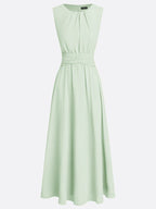 Sleeveless Ruched A-Line Chiffon Maxi Dress for Women | Wedding Guest