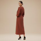 Wide Sleeve Wrap Midi Dress for Women | Belted V-Neckline