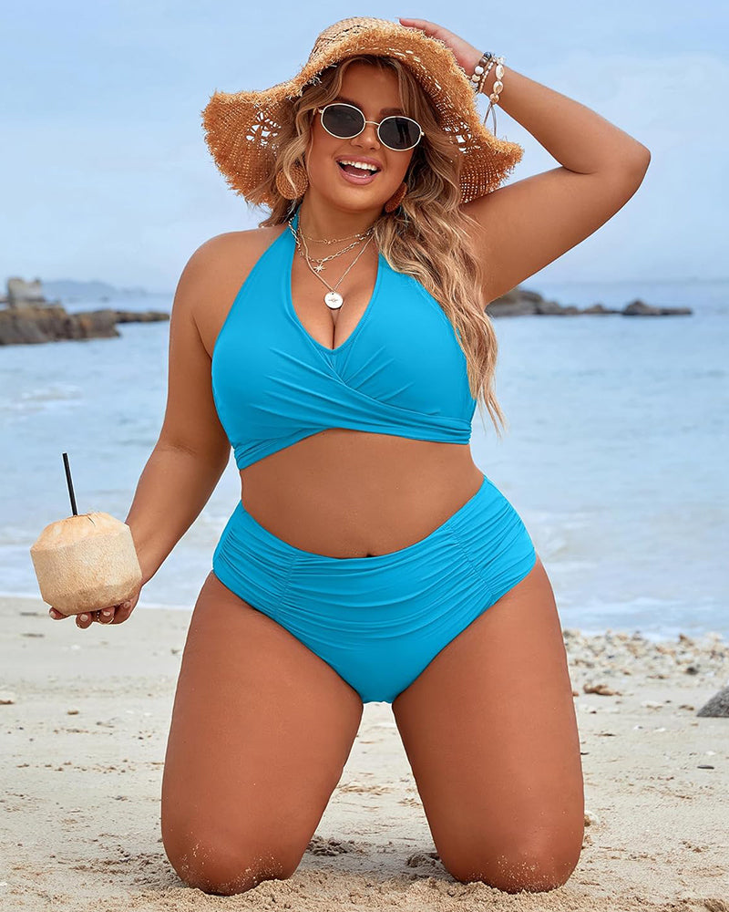 Women Bikini | Halter Neck Wrap Front High Waist