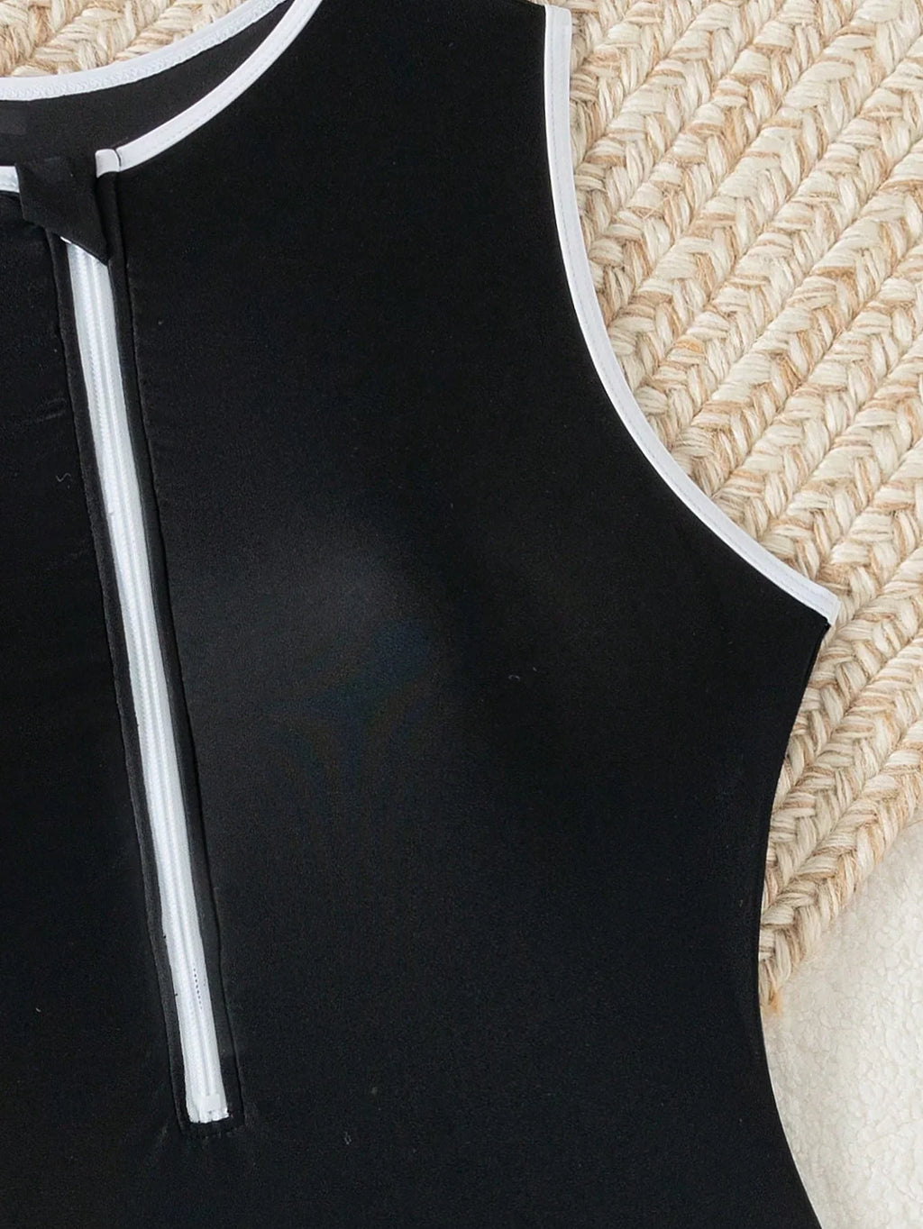 Women Swimsuit | Sleeveless with front zipper and high neckline