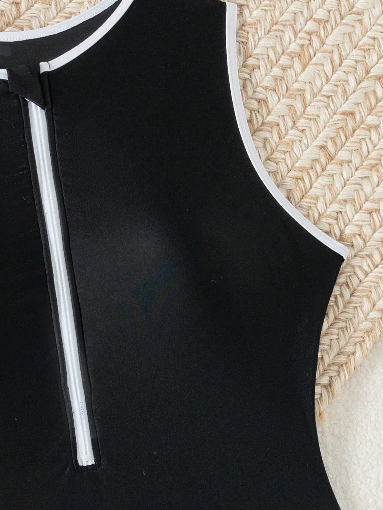 Women Swimsuit | Sleeveless with front zipper and high neckline