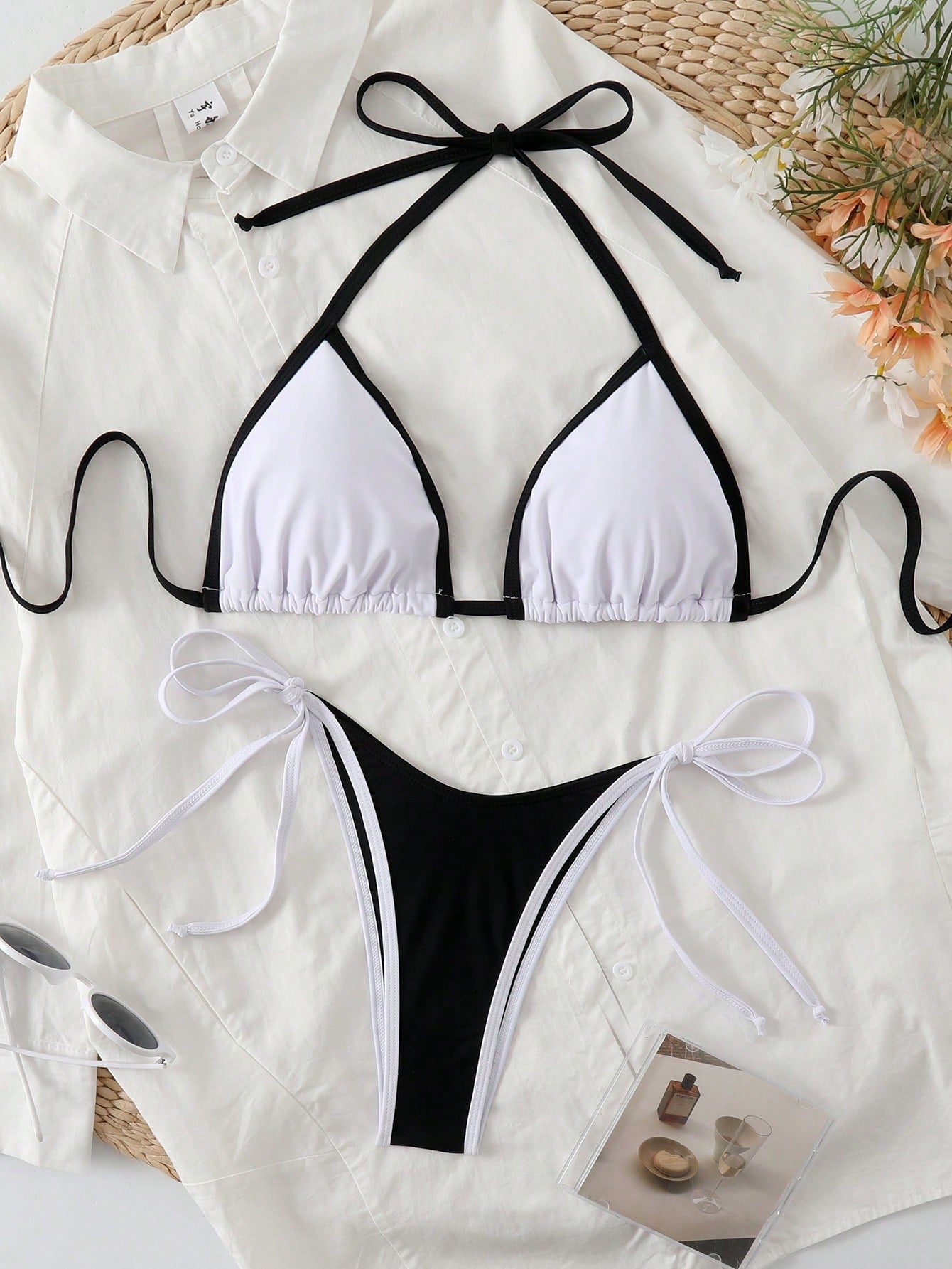 Women Bikini Set | Triangle halter with contrast trim