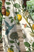 Floral Print Cropped Wide Leg Trousers for Women