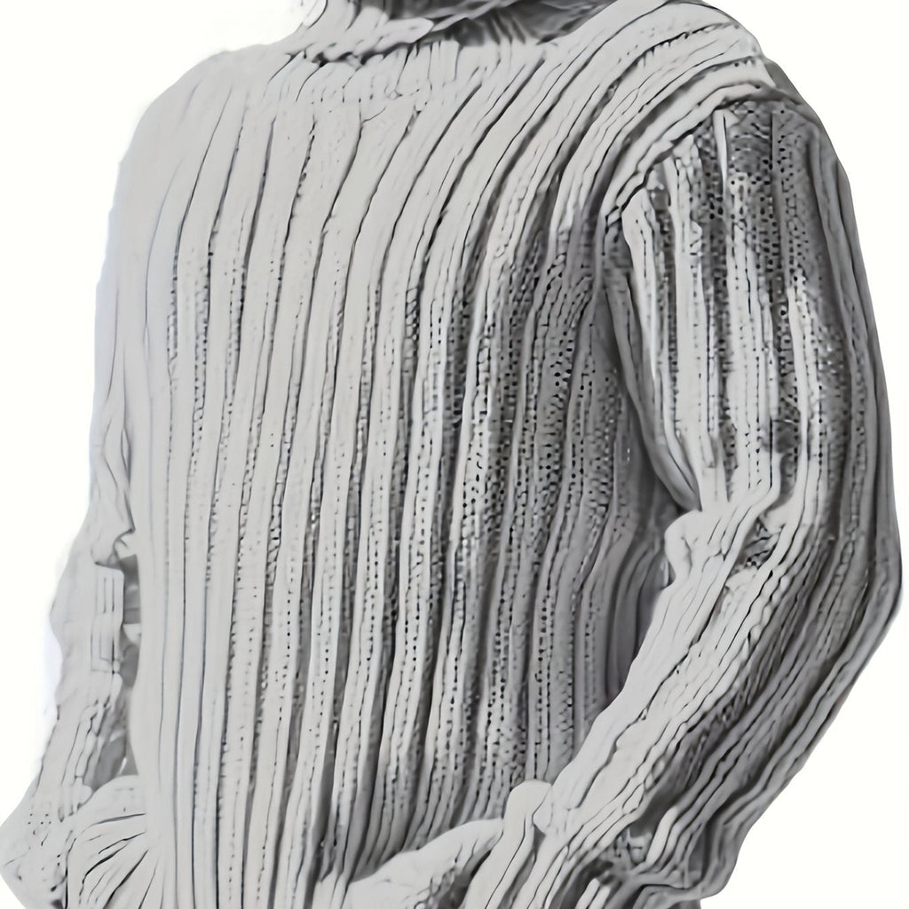 Textured Ribbed Knit High Neck Jumper for Men | Autumn and Winter Layer