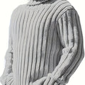 Textured Ribbed Knit High Neck Jumper for Men | Autumn and Winter Layer