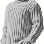 Textured Ribbed Knit High Neck Jumper for Men | Autumn and Winter Layer