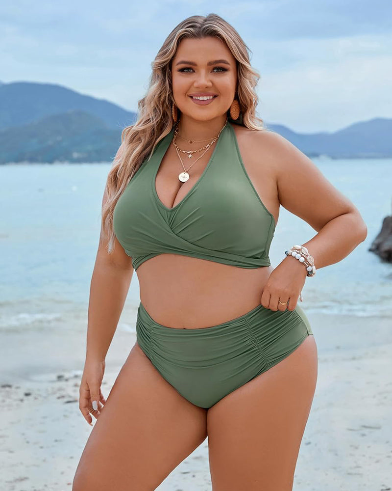 Women Bikini | Halter Neck Wrap Front High Waist