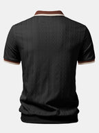 Textured Knit Quarter Zip Tailored Polo Shirt for Men | Smart Casual Style