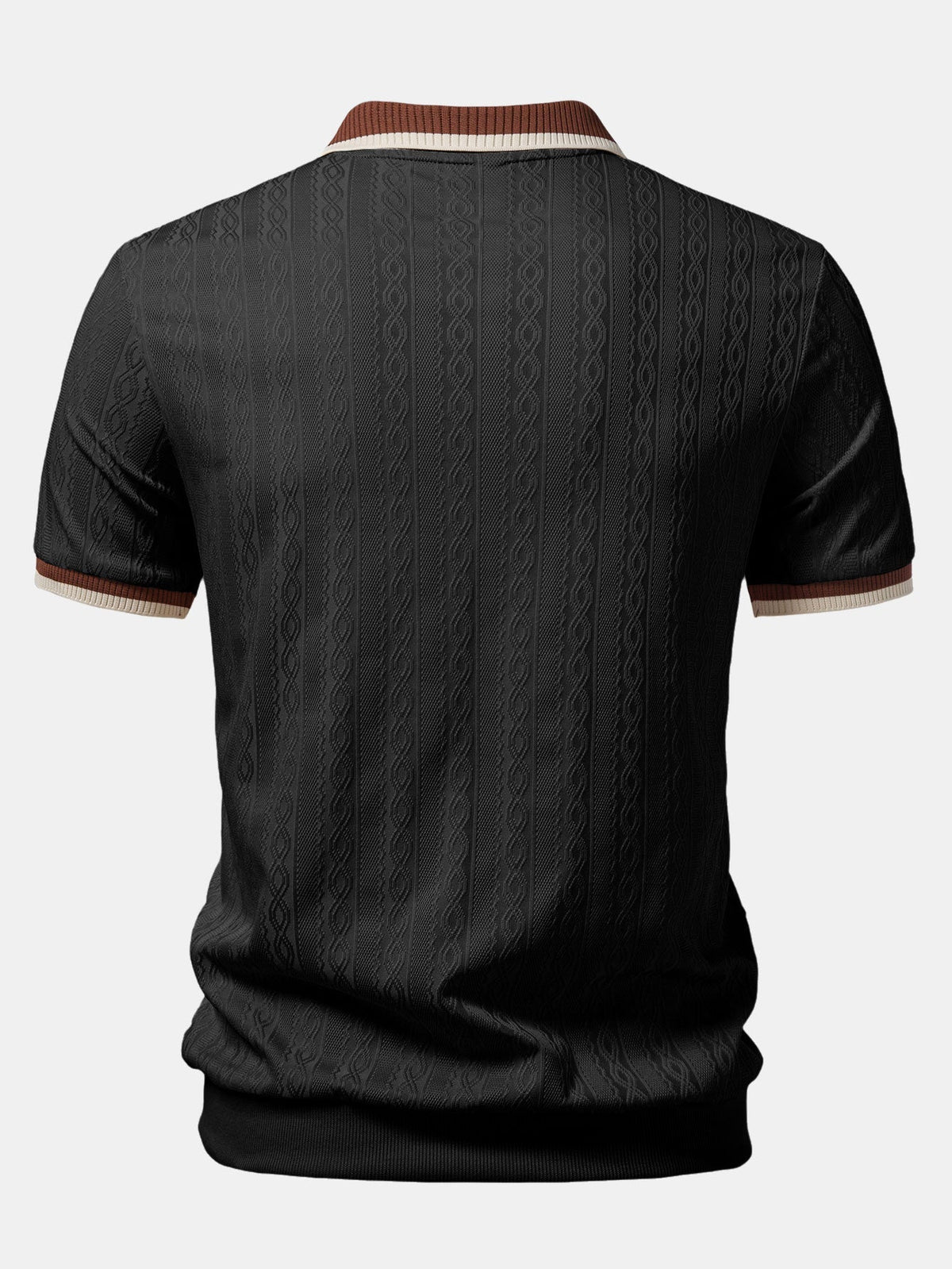 Textured Knit Quarter Zip Tailored Polo Shirt for Men | Smart Casual Style