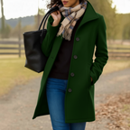 Mid Length Straight Fit Button Front Coat for Women | Spring Autumn Layer