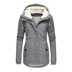 Water Repellent Hooded Slim Fit Parka Jacket with Sherpa Lining for Women