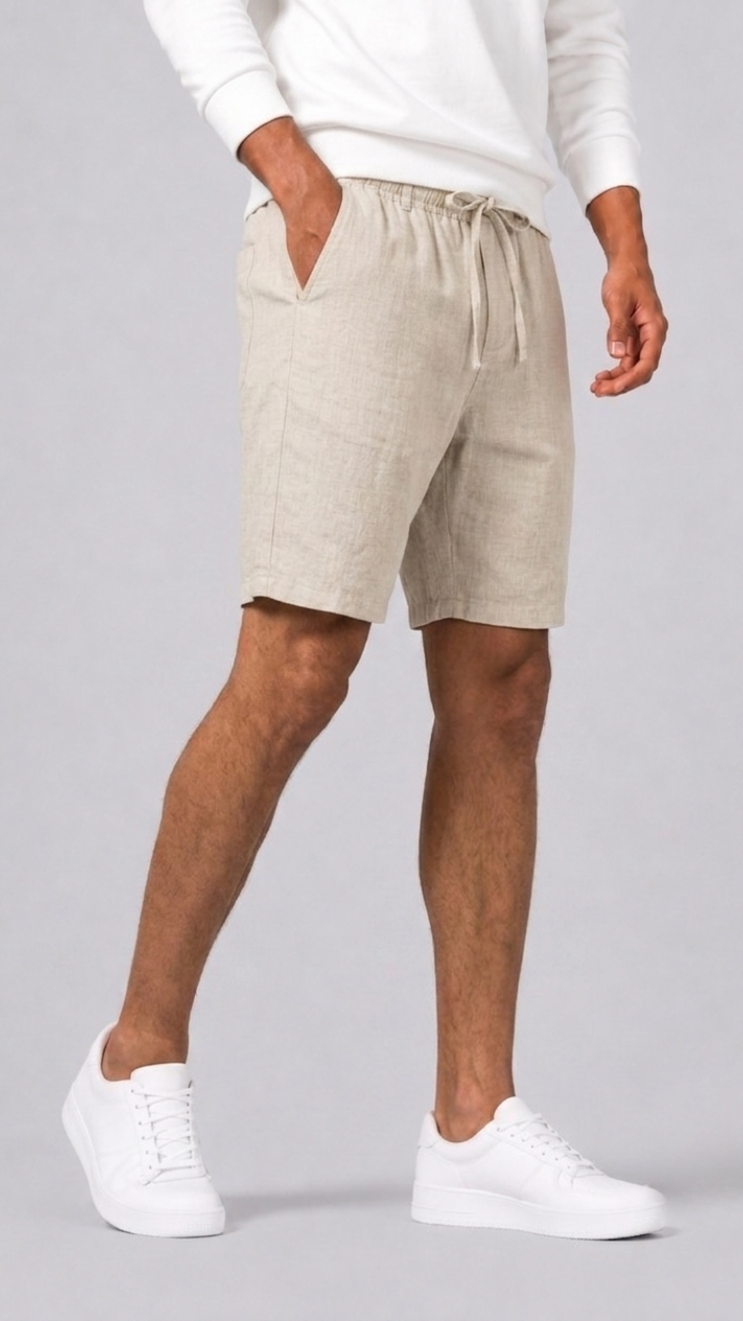 Linen Relaxed Fit Shorts for Men | Elasticated Drawstring Waist