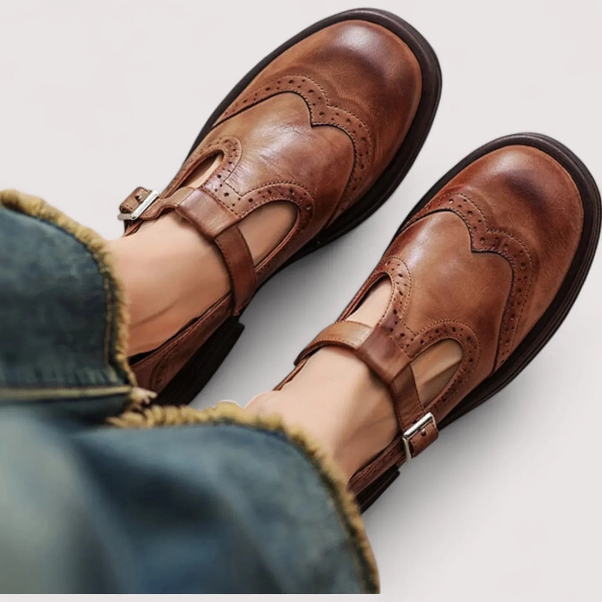 Brown and Black Mary Jane Shoes for Women | Orthopedic Support