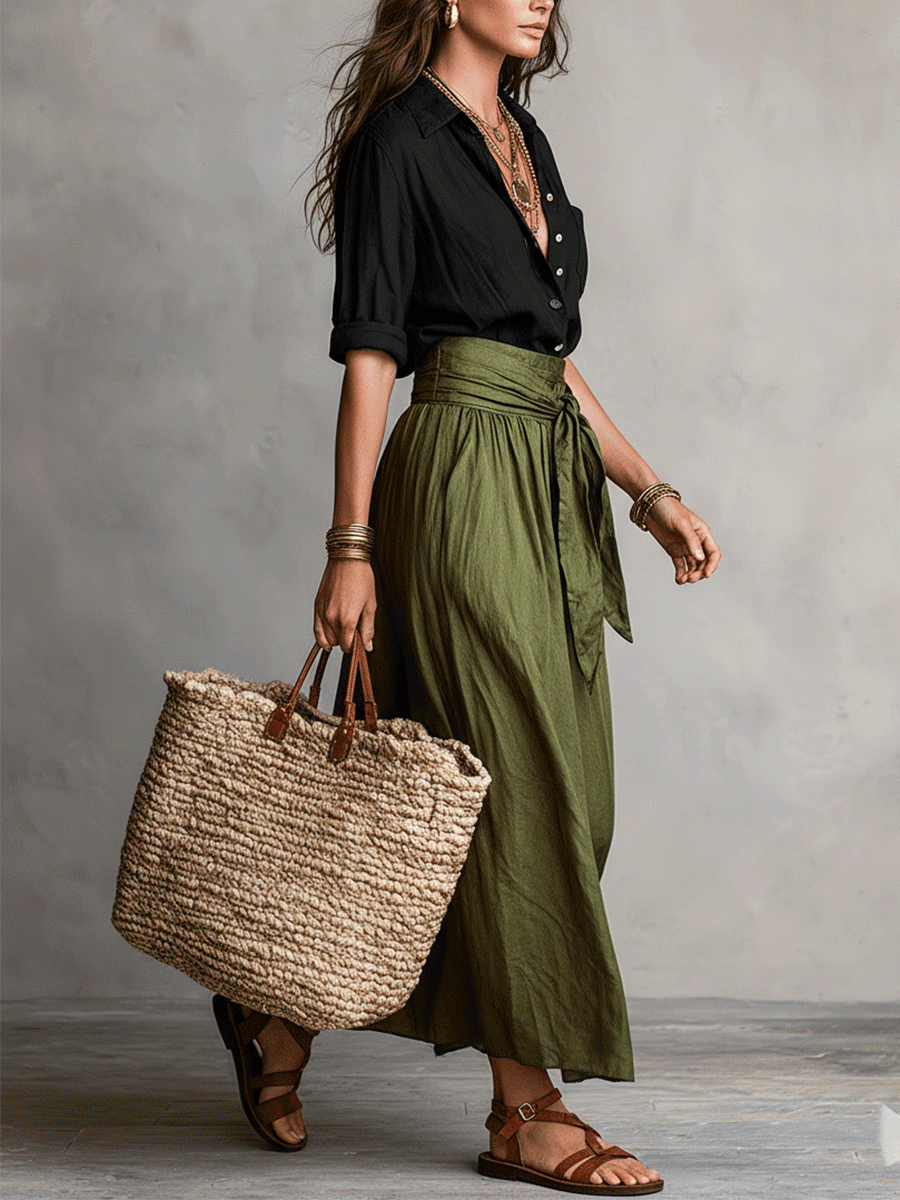 Flowy Two-Piece Skirt and Top Set for Women | Bohemian Summer Co-ord