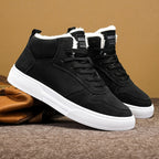 Plush Lined High Top Lace Up Trainers for Men | Cushioned Winter Walking