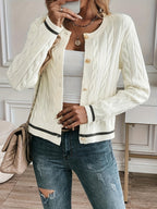 Cable Knit Open Front Buttoned Cardigan for Women | Work and Casual Wear