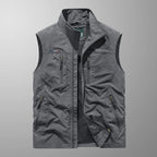 Men's Zip-Up Gilet with Stand Collar and Zip Pockets for Men