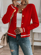 Cable Knit Open Front Buttoned Cardigan for Women | Work and Casual Wear