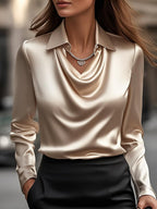 Women Blouse | Draped Cowl Neck with Long Sleeves