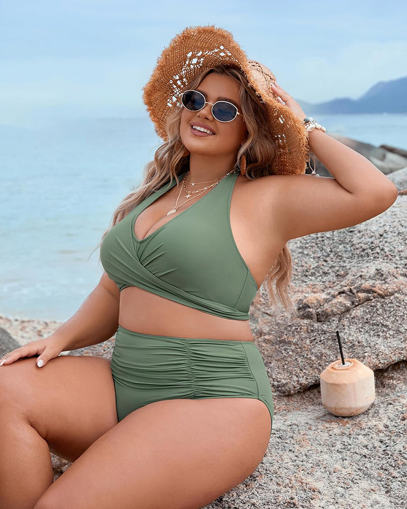 Women Bikini | Halter Neck Wrap Front High Waist
