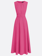 Sleeveless Ruched A-Line Chiffon Maxi Dress for Women | Wedding Guest
