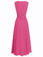 Sleeveless Ruched A-Line Chiffon Maxi Dress for Women | Wedding Guest