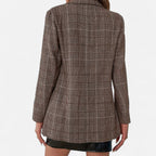 Brown Plaid Single Breasted Blazer for Women | Tailored Fit