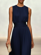 Sleeveless Ruched A-Line Chiffon Maxi Dress for Women | Wedding Guest