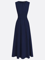 Sleeveless Ruched A-Line Chiffon Maxi Dress for Women | Wedding Guest