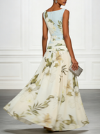 Floral Boat Neck Sleeveless Maxi Dress for Women | Wedding Guest