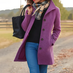 Mid Length Straight Fit Button Front Coat for Women | Spring Autumn Layer