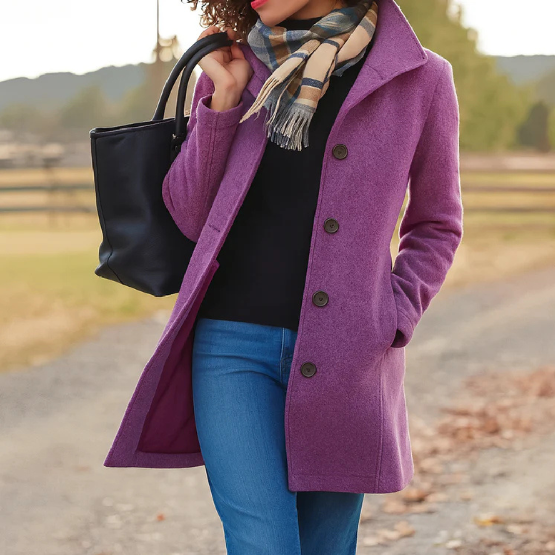 Mid Length Straight Fit Button Front Coat for Women | Spring Autumn Layer