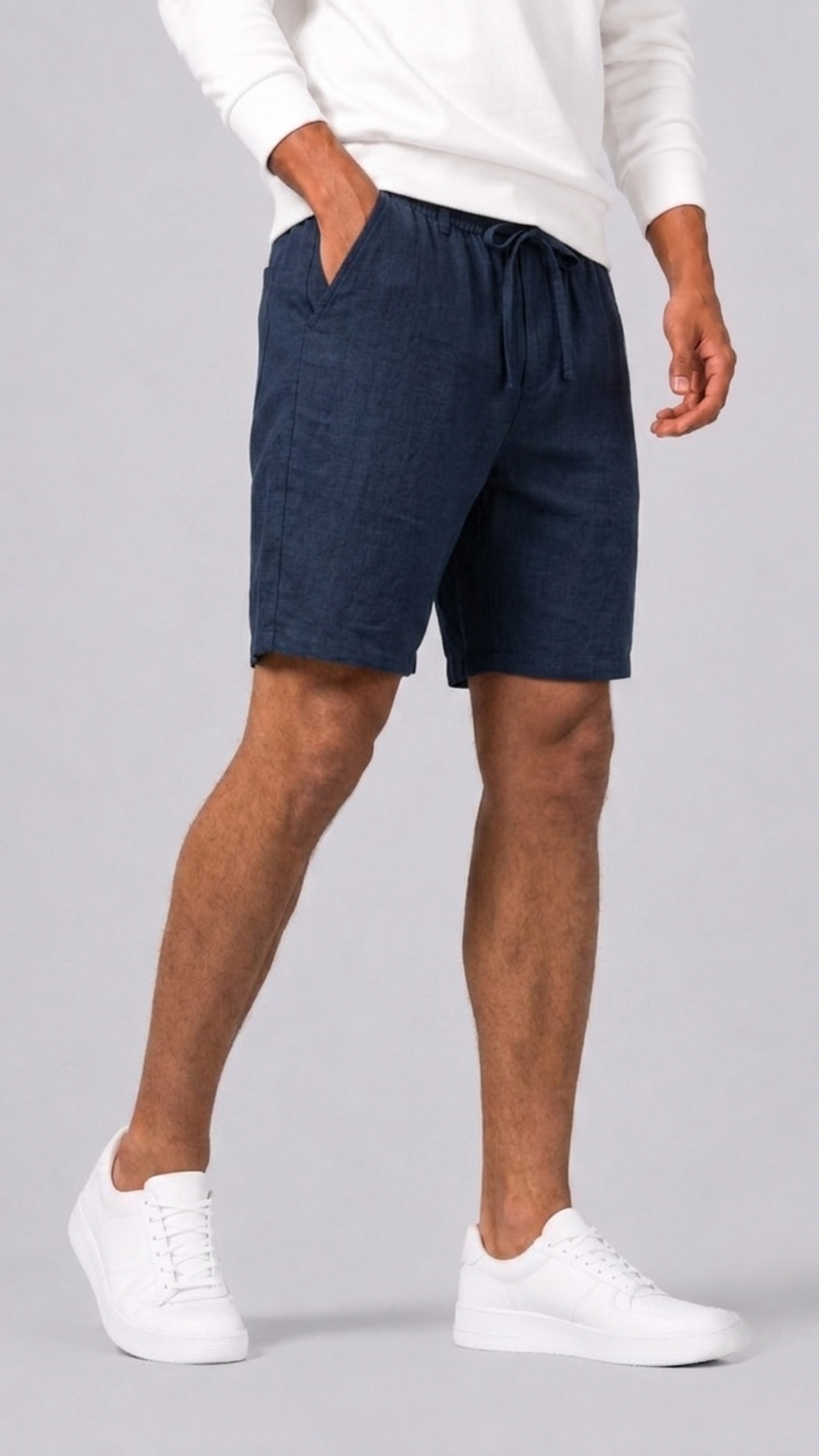 Linen Relaxed Fit Shorts for Men | Elasticated Drawstring Waist