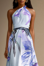 Floral Satin One-Shoulder Maxi Dress for Women | Wedding Guest