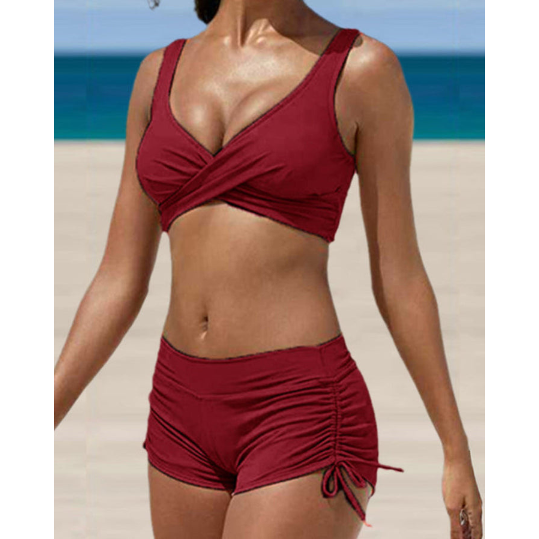 Women Bikini Set | Wide Strap Wrap Top & Shorts