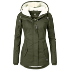 Water Repellent Hooded Slim Fit Parka Jacket with Sherpa Lining for Women