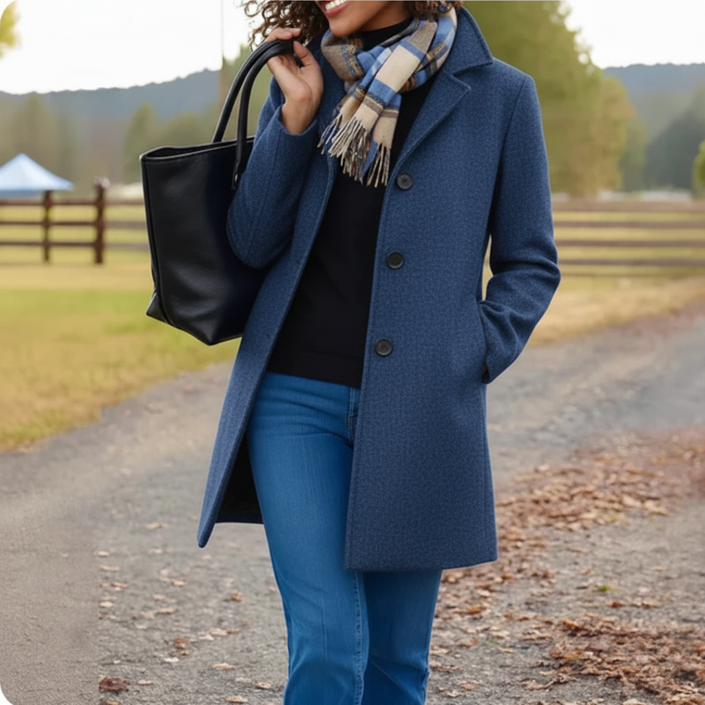Mid Length Straight Fit Button Front Coat for Women | Spring Autumn Layer
